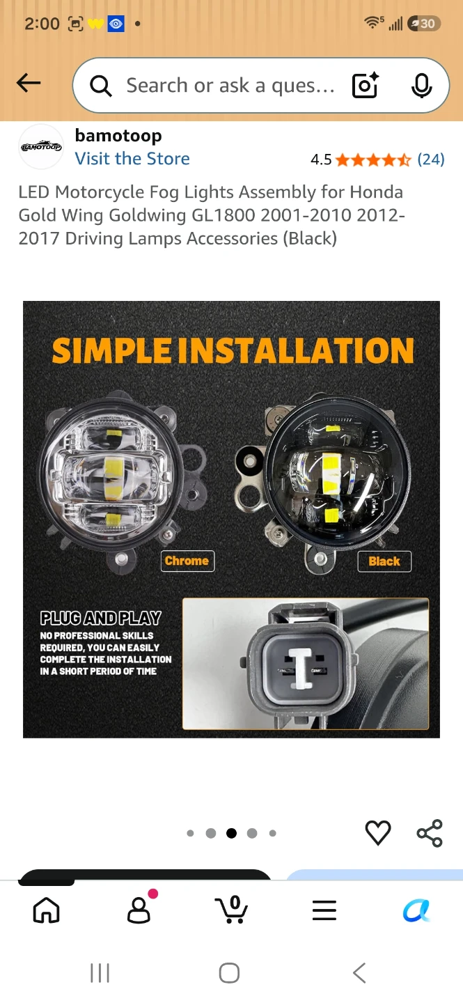 Bamotoop LED Fog Lights for Honda Gold Wing GL1800 - photo 5