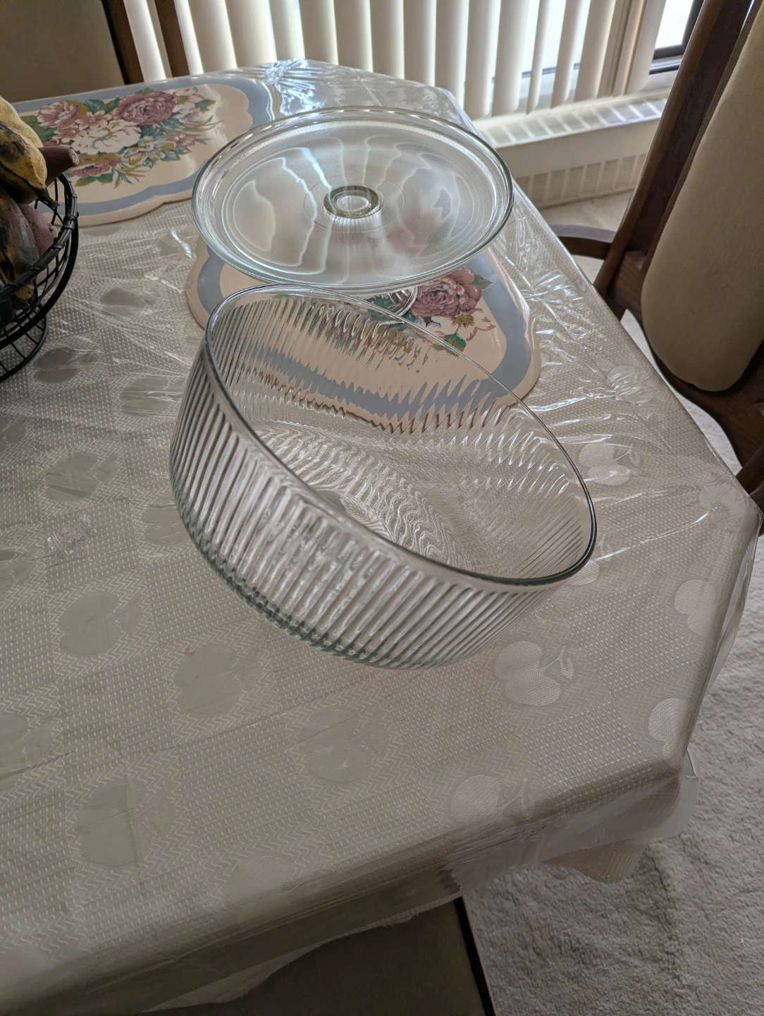 Glass Cake Stand with Ribbed Dome - photo 3