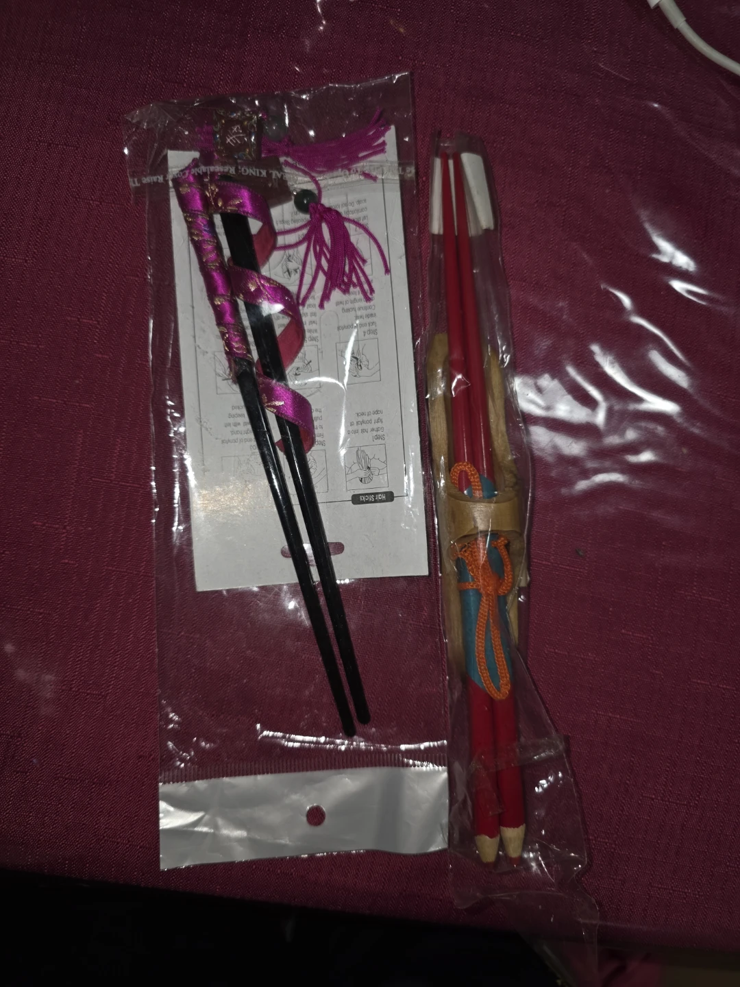 Red Chopsticks with Wooden Chopstick Holder Set hair accessori
