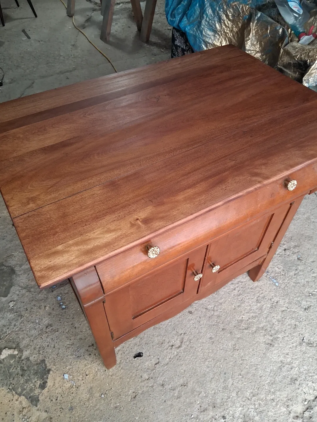 Wooden washstand side table with drawer - photo 2