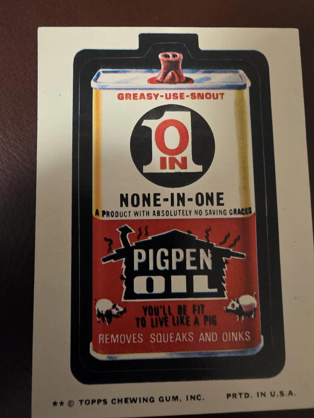 Vintage Topps Wacky Packages Sticker Pigpen Oil