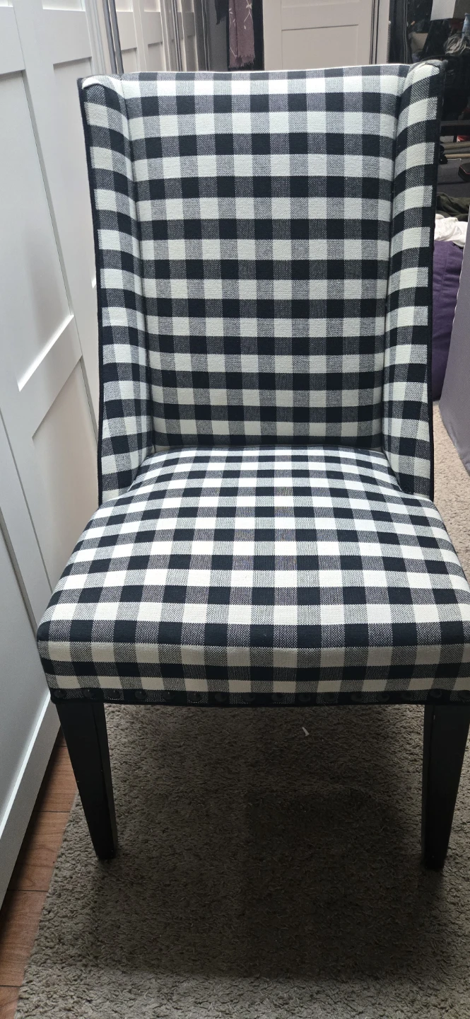 Black and white checkered wingback chair - photo 2