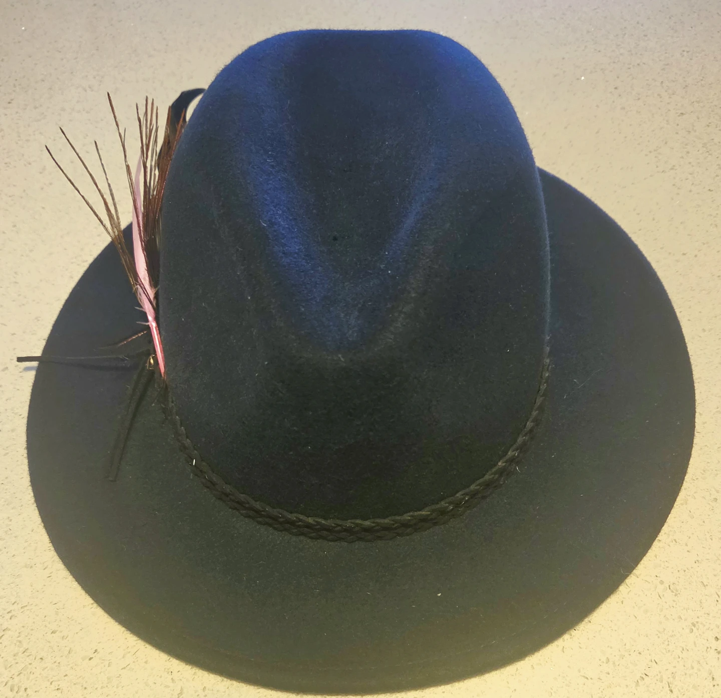 Navy Blue Fedora with Decorative Feathers - photo 3
