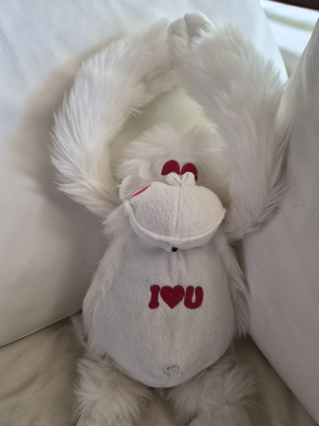 White plushie Monkey "I Heart U" Stuffed Animal - photo 3