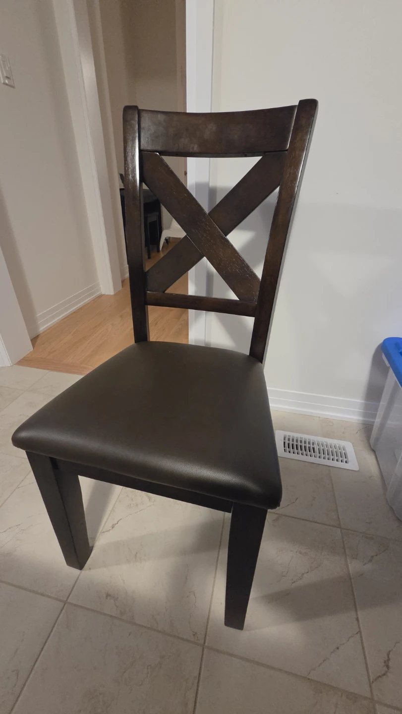 Dark Brown Dining table and chairs.