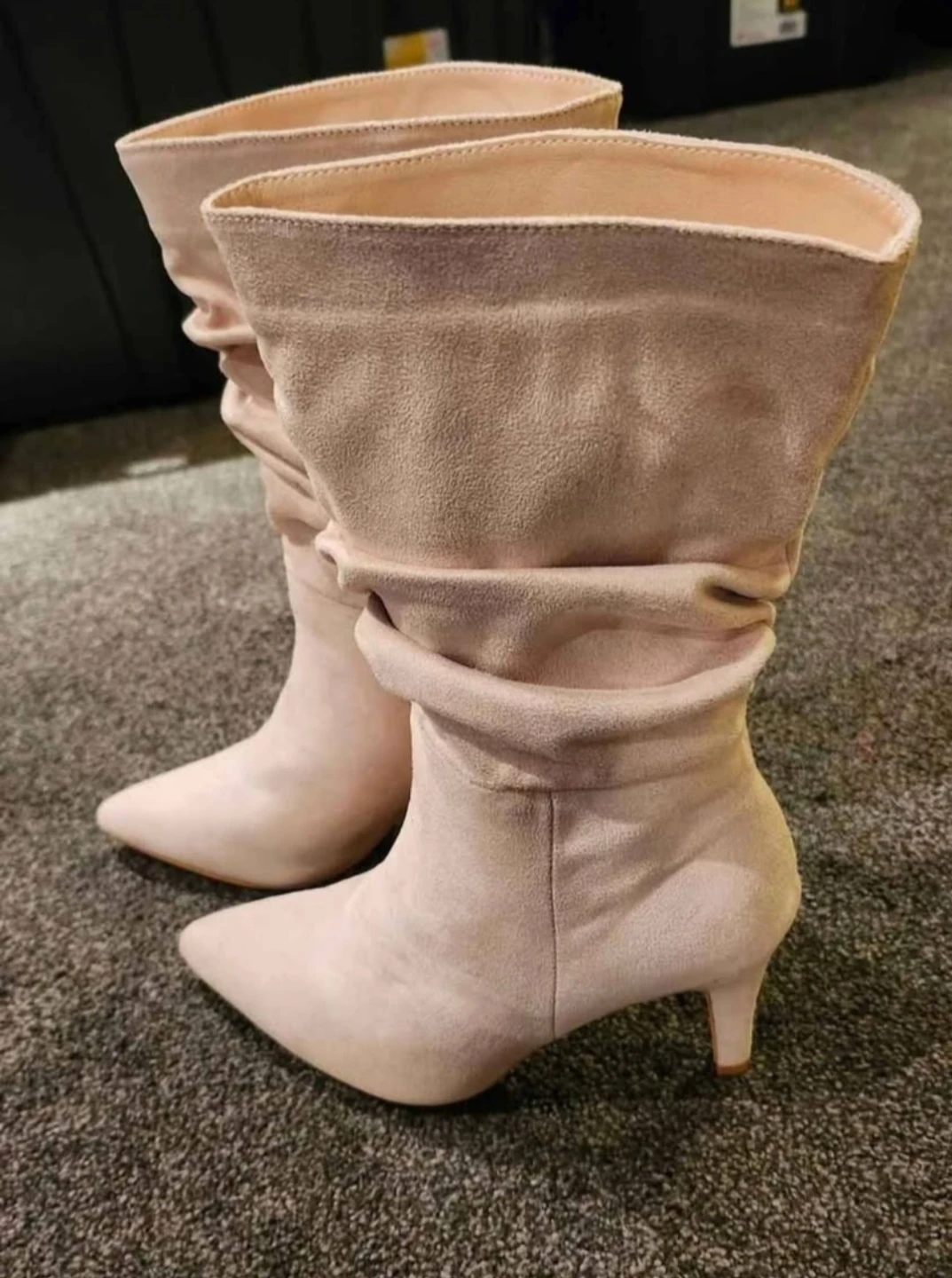 Beige Suede Slouch Boots - photo 5