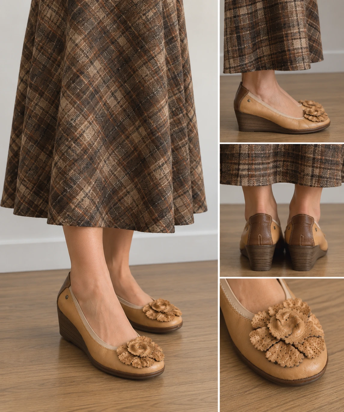 Size 9.5 Pikolinos Tan Leather Wedge Ballet Flats Women's - photo 2