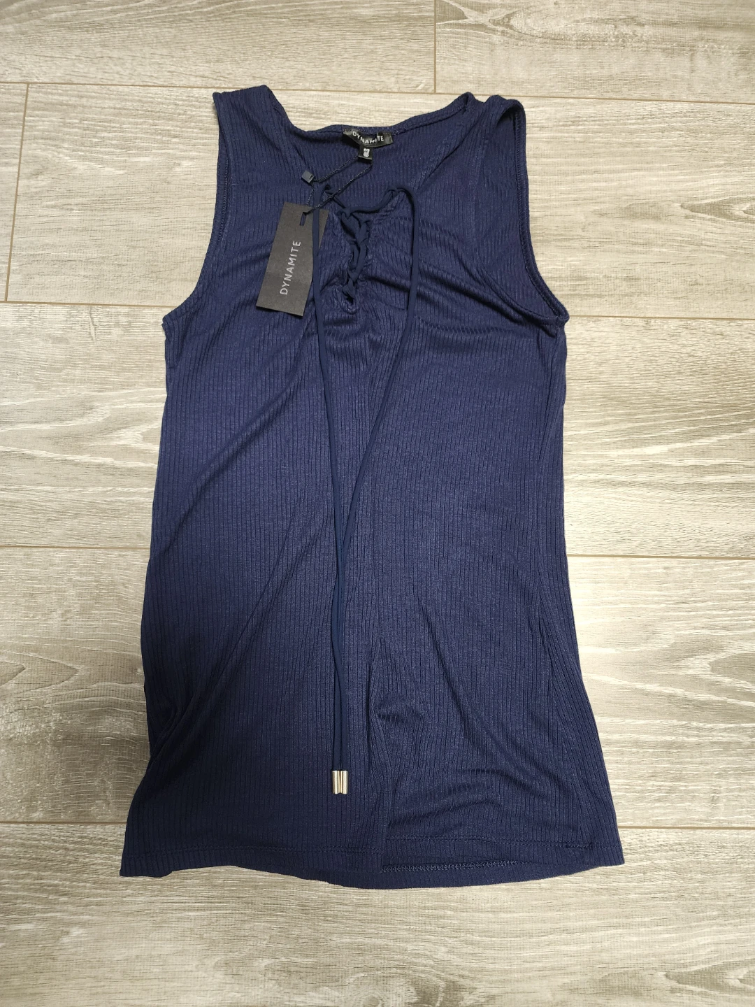 Dynamite Navy Lace-Up Tank Top