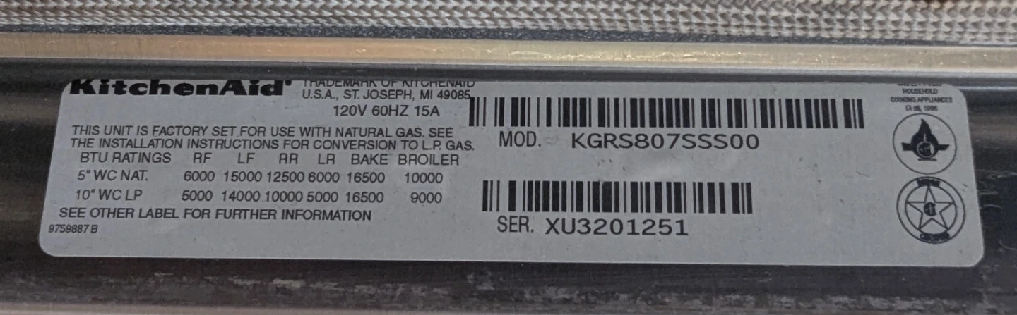 KitchenAid Stainless Steel Gas Range KGRS807SSS00 - photo 5