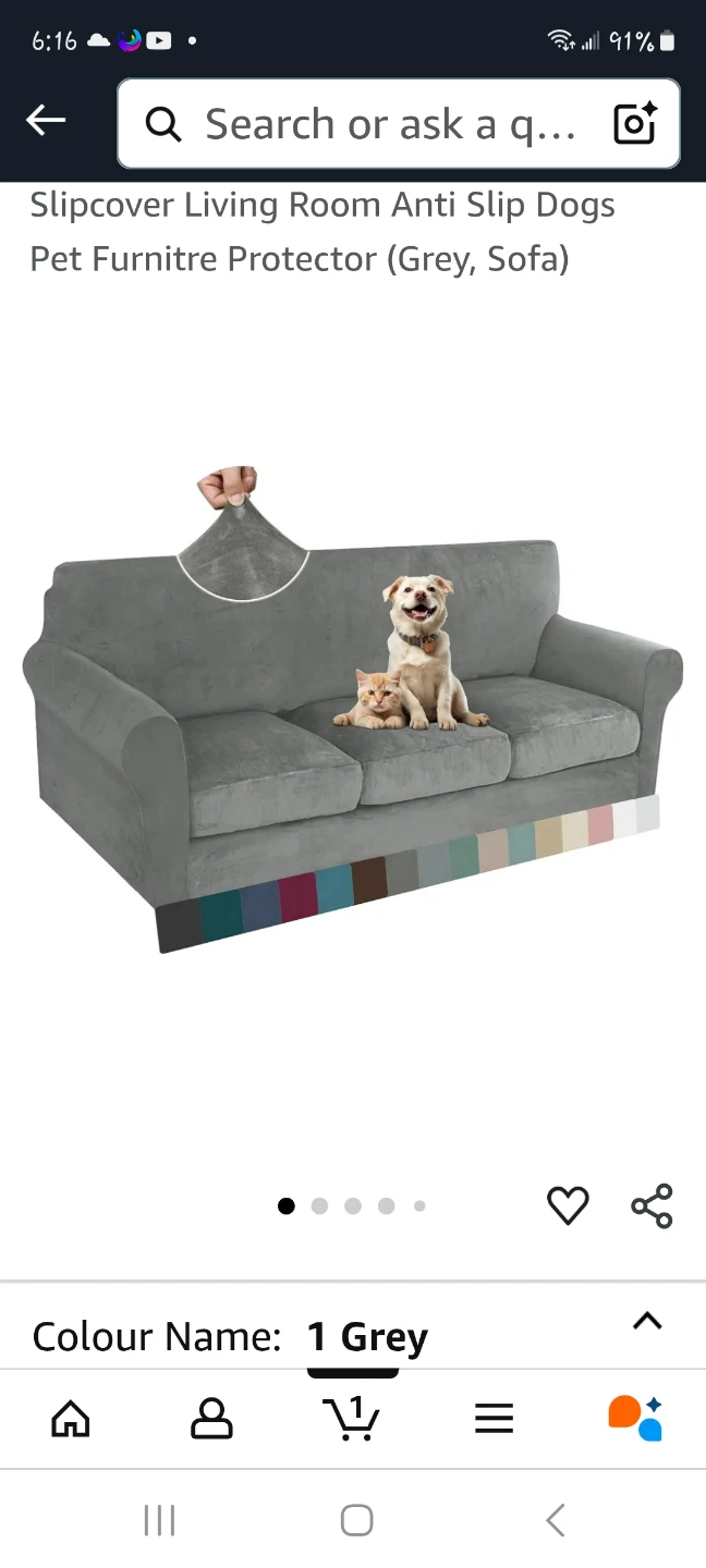 Grey Velvet 3-Seater Sofa Slipcover - photo 2