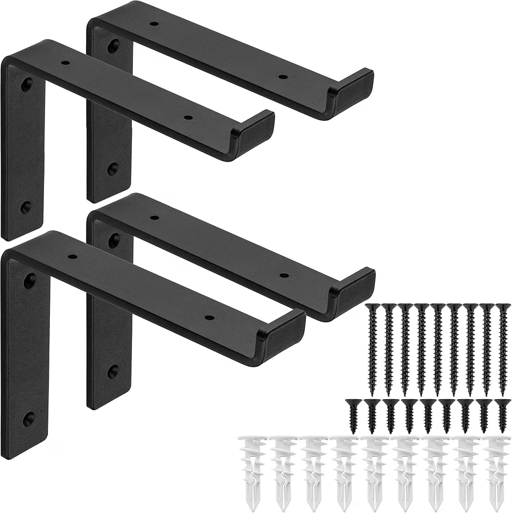 Set of 4 Industrial Floating Shelf Brackets