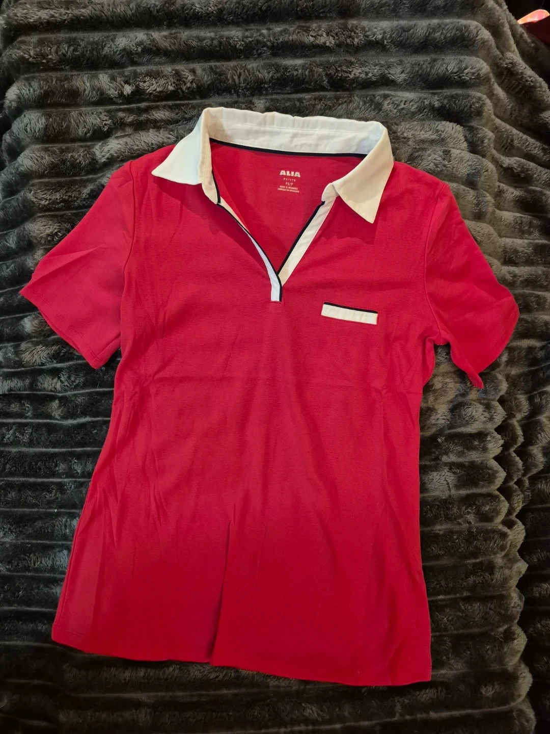 Alia Petite Red Polo Shirt