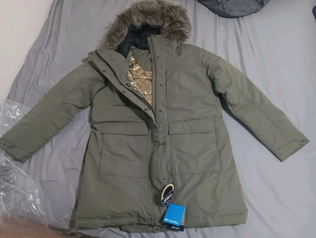 Bnwt XL COLUMBIA Omni-Heat Women's Olive Green Parka w Faux Fur
