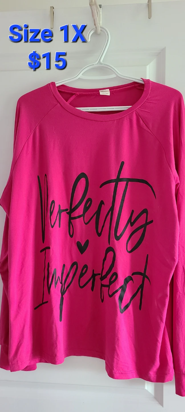 Pink Perfectly Imperfect Long Sleeve Shirt - 1X