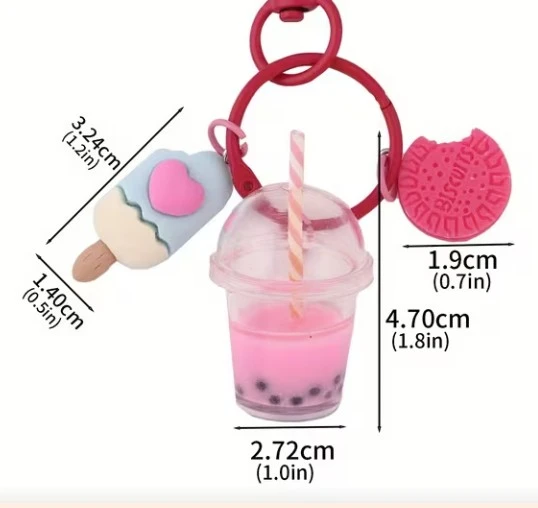 Kawaii Bubble Tea, Cookie & Ice Cream Keychain - photo 3