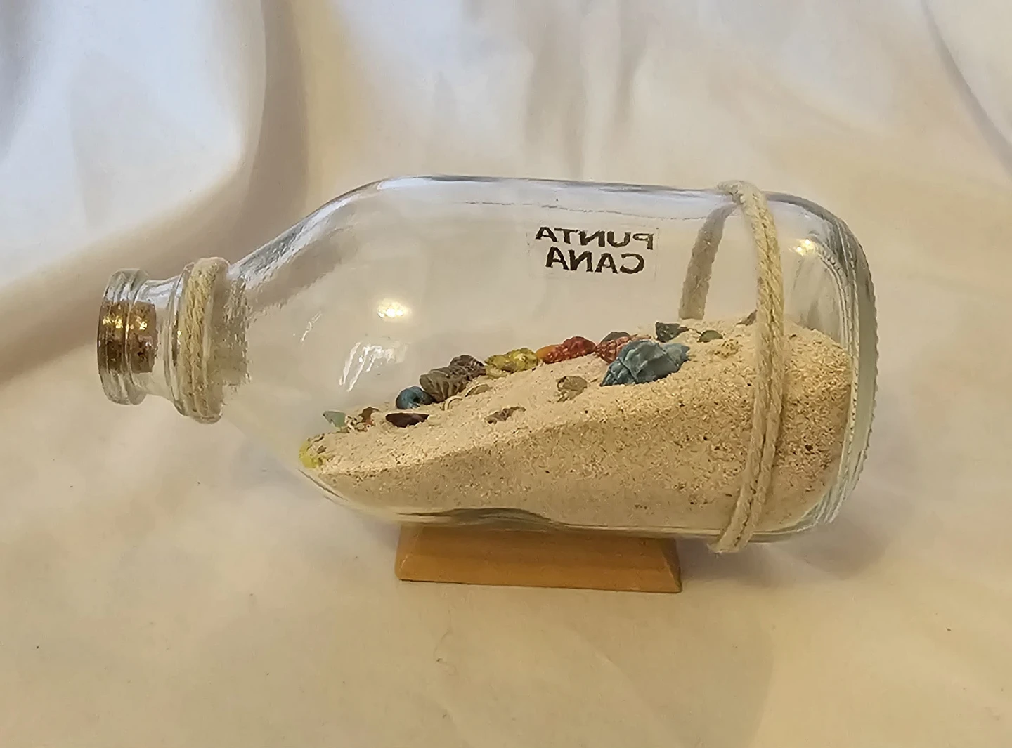 Multi-Coloured Punta Cana Glass Bottle with Sand and Shells - photo 3