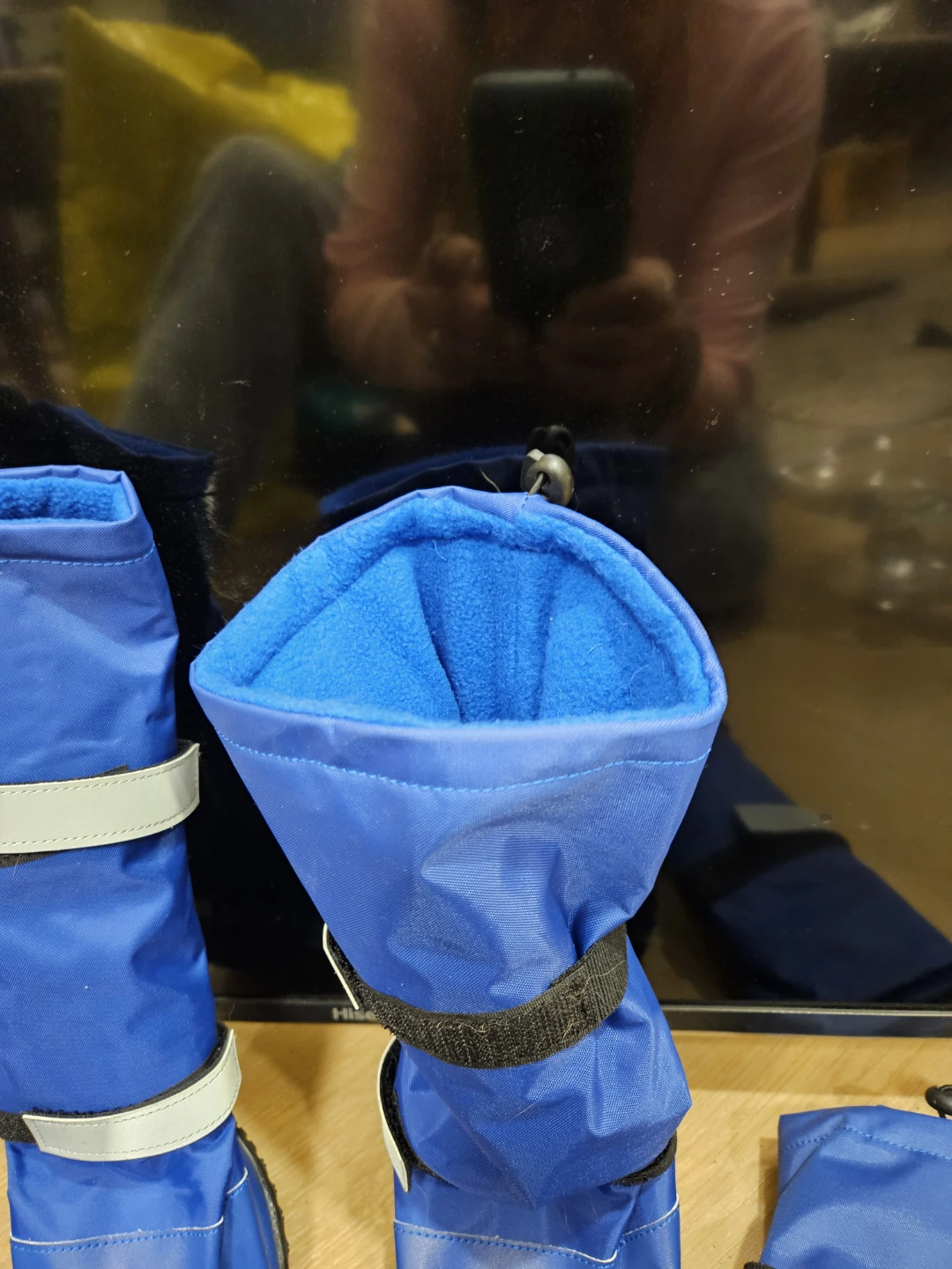 Set of four blue dog boots