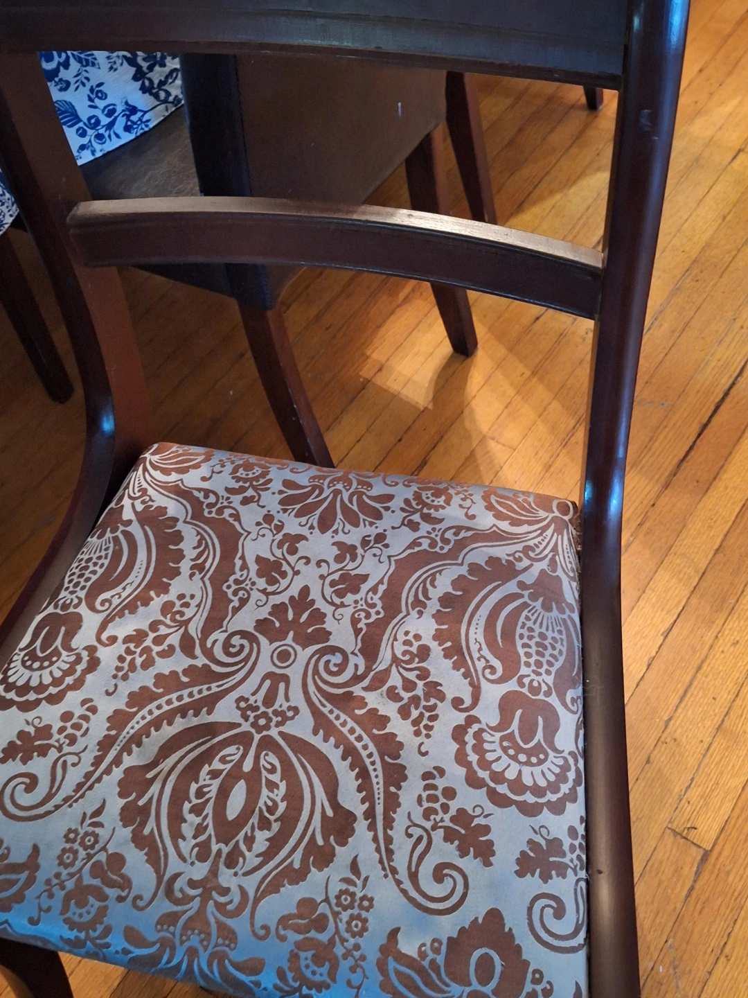 Wooden dining chair with patterned upholstery - photo 2