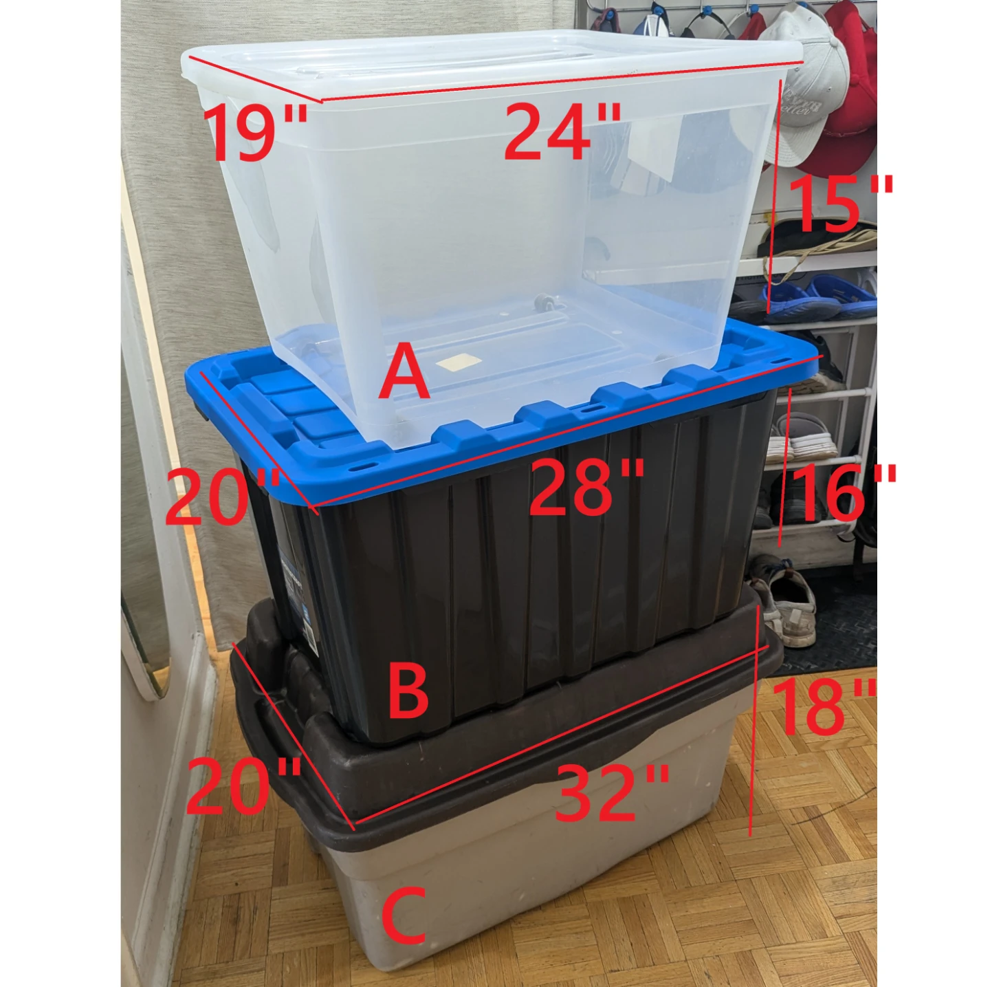 Big Huge Plastic Large Storage Box Bins Totes Containers to Org