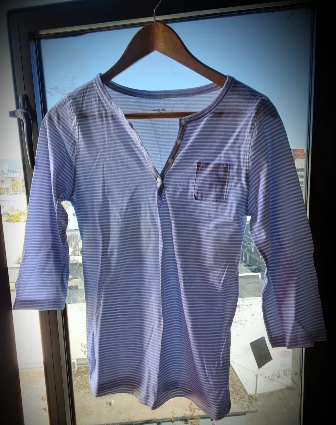 St. John's Bay Striped Long Sleeve Henley Shirt