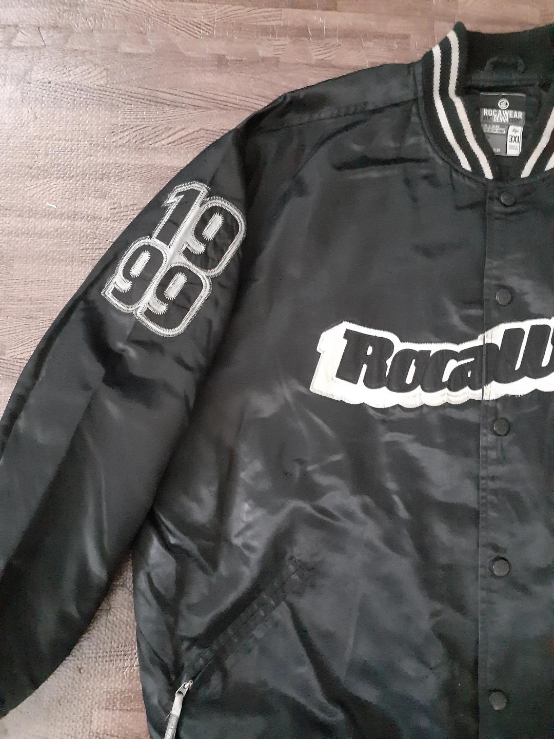 Rocawear Black Varsity Jacket Size 3XL Vintage Y2K - photo 2