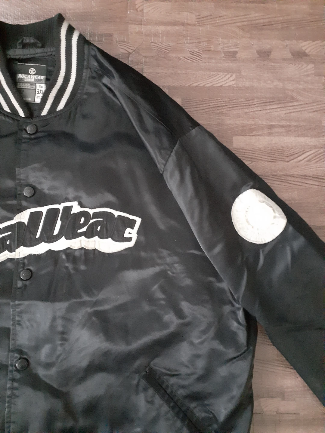 Rocawear Black Varsity Jacket Size 3XL Vintage Y2K - photo 3