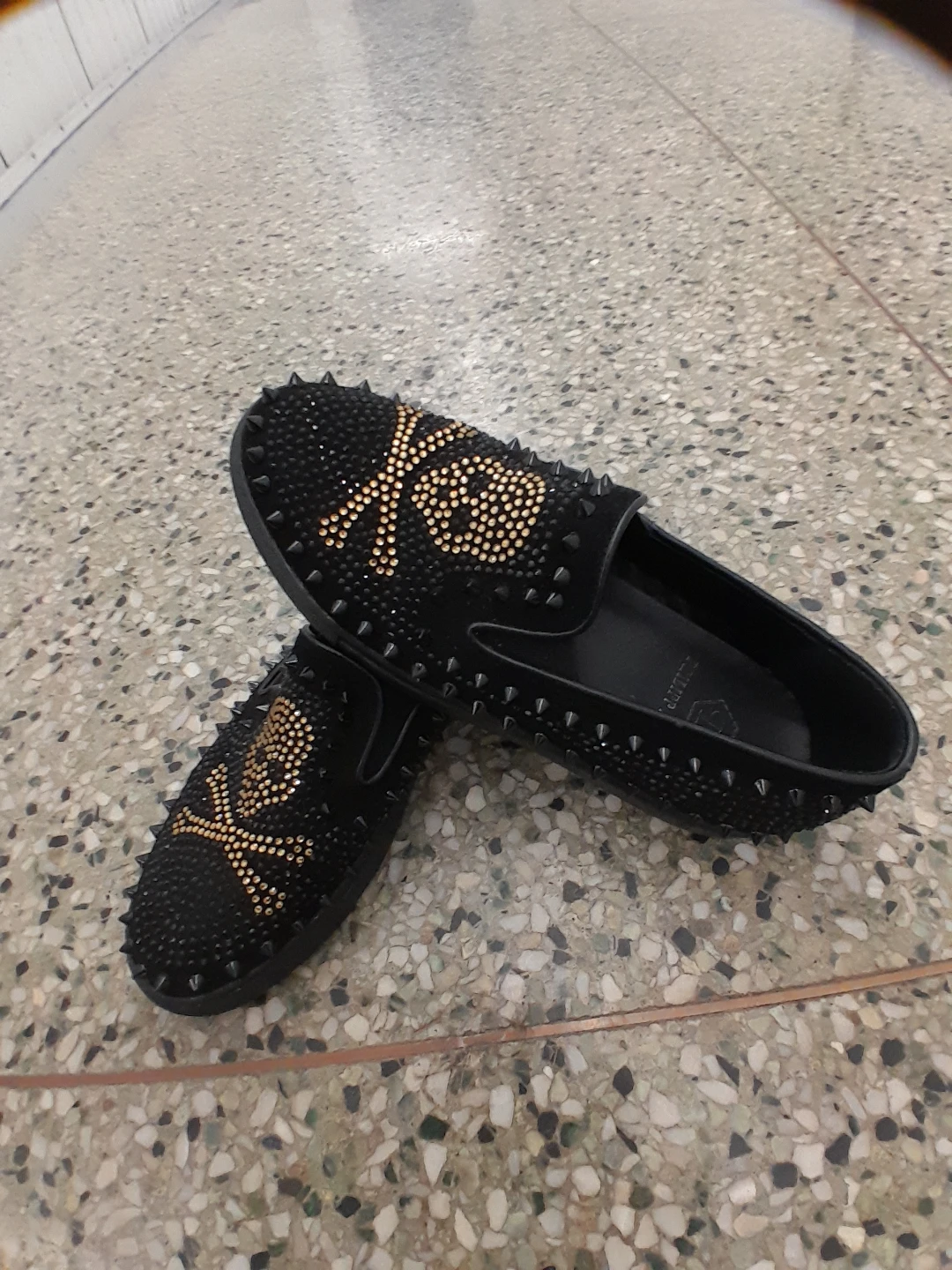 Philipp Plein Black Skull Studded Loafers Men's Size 8.5