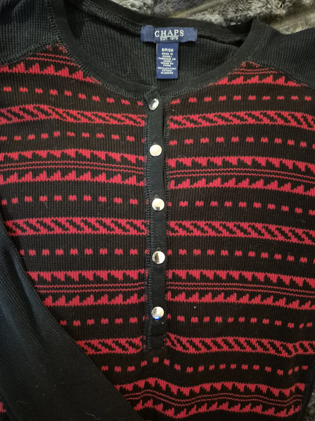 Chaps Black and Red Thermal Long-Sleeve Shirt - photo 2
