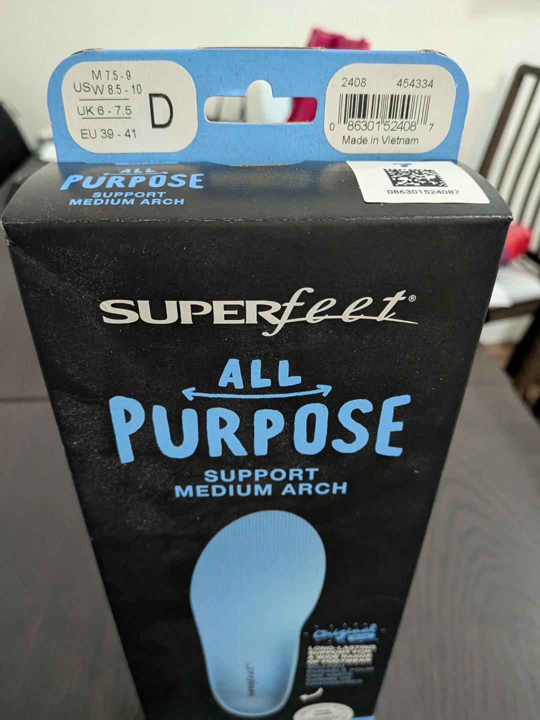 Superfeet Blue All-Purpose Medium Arch Insoles - Size D