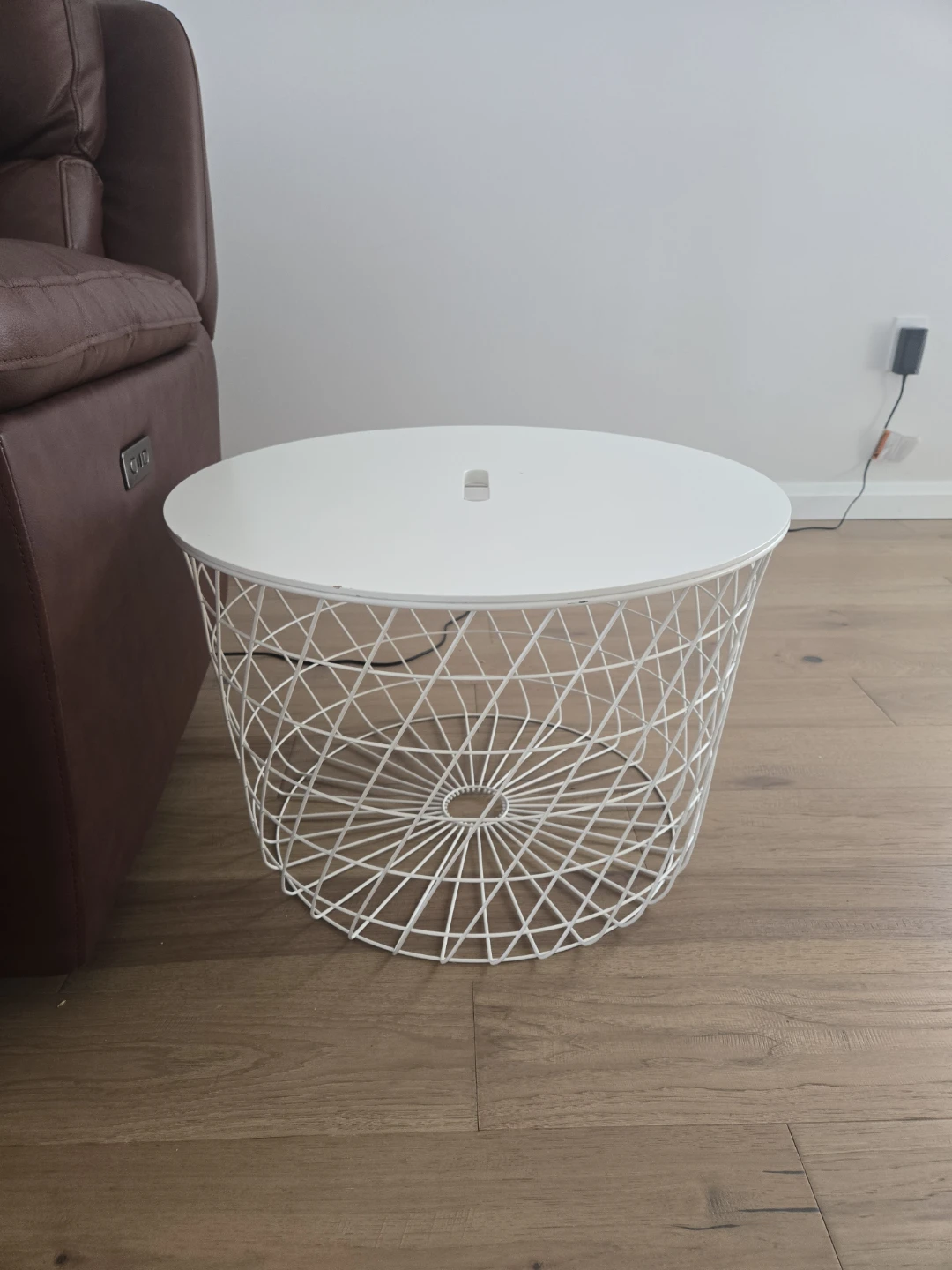 Ikea Round side table with basket storage