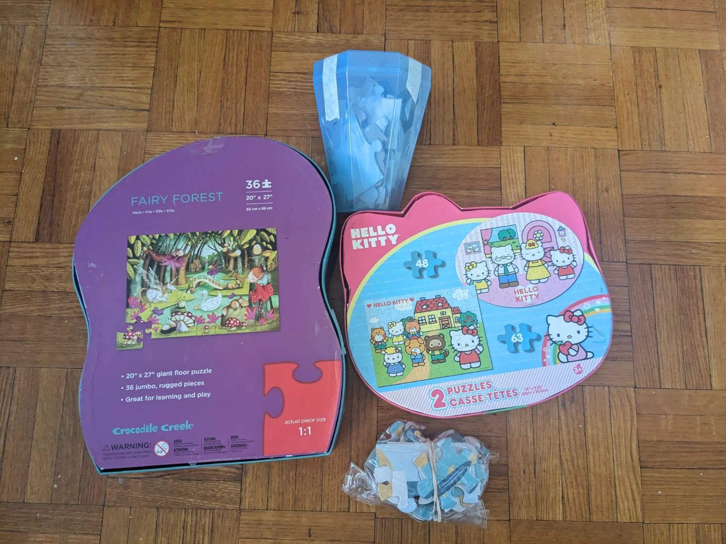 Lot of 4 Kids Puzzles - Crocodile Creek, Hello Kitty and Frozen - photo 2