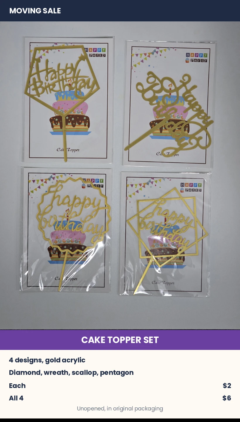 Happy Birthday Gold Cake Toppers