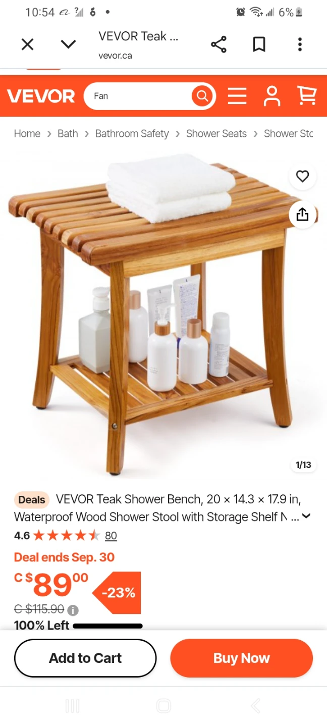 BRAND NEW  NOT OPEN VEVOR Teak Shower Bench with Storage Shelf
