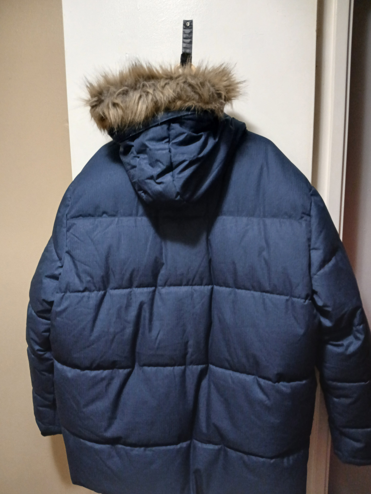 Navy Puffer Winter Jacket with Fur Hood