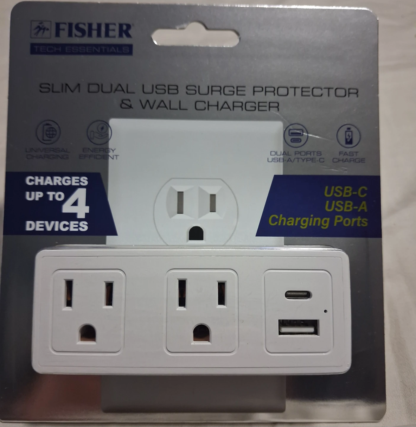 Fisher Slim Dual USB Surge Protector & Wall Charger🏈