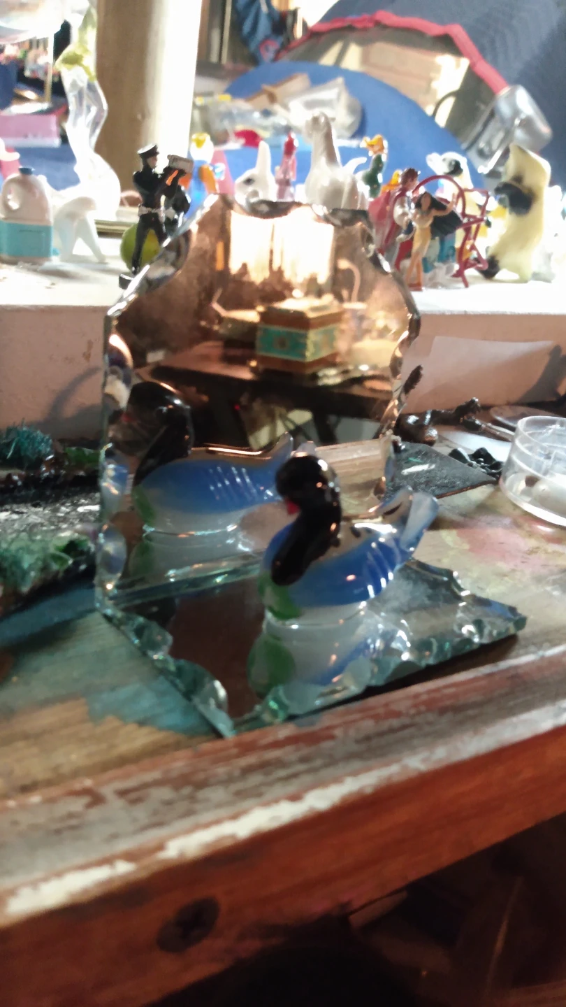 Glass Mallard Duck Mirror Figurine