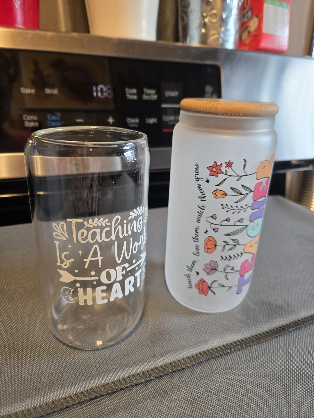 Premium 16oz Glass Teacher Tumblers Iced Coffee Cups New - photo 4