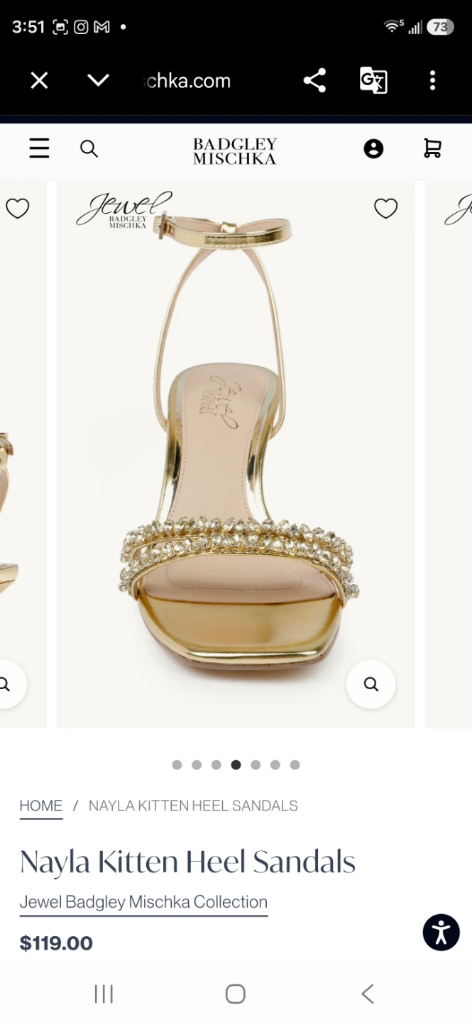 Jewel Badgley Mischka Nayla Kitten Heel Sandals Gold 🏈 - photo 5