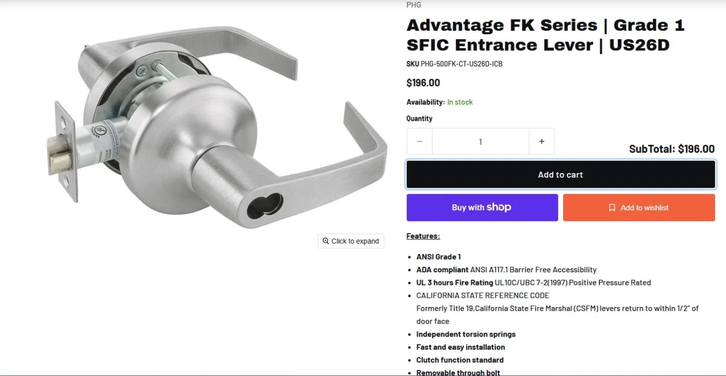Cylindrical Door Lever Set