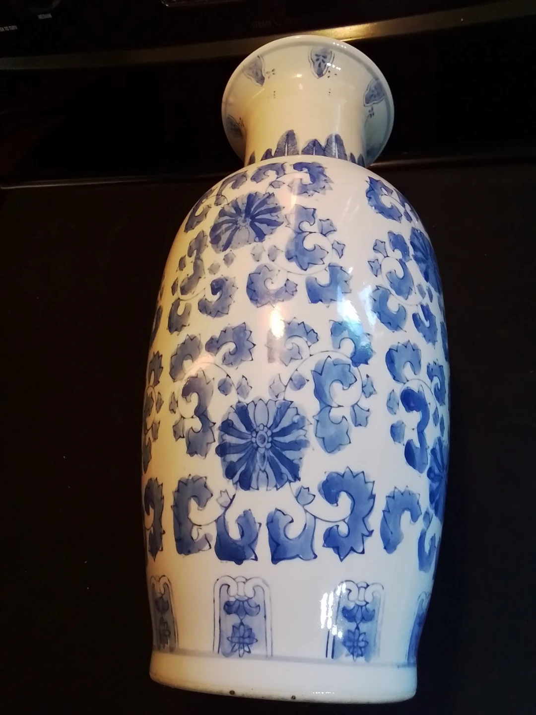 16” Chinese Blue & White Porcelain Vase Hand Painted - photo 4