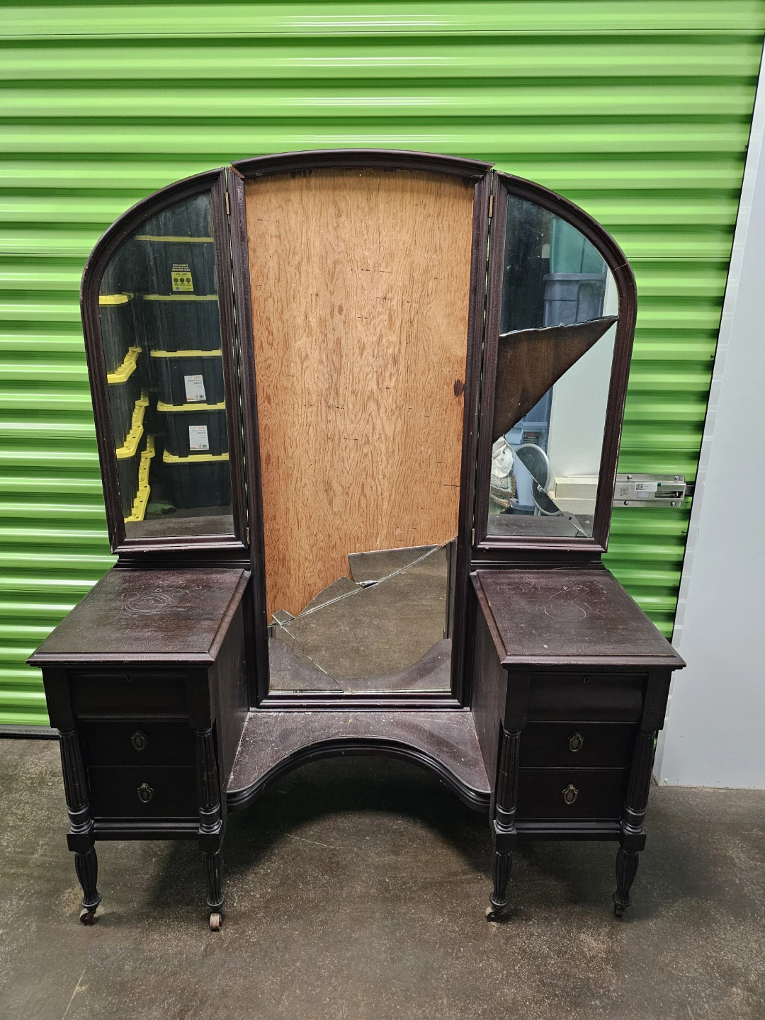 Antique Vanity Set with Tri-fold Mirror - photo 2