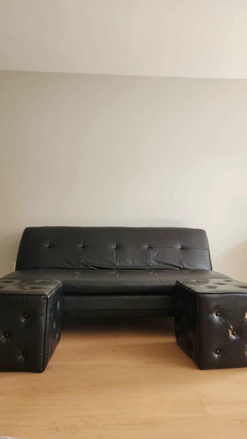 Black Futon with two small  ottomans OBO - photo 2
