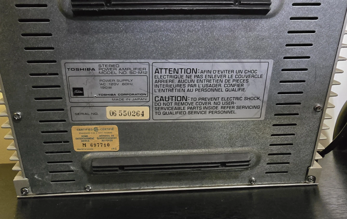 Toshiba Aurex M12 Stereo Power Amplifier - photo 4
