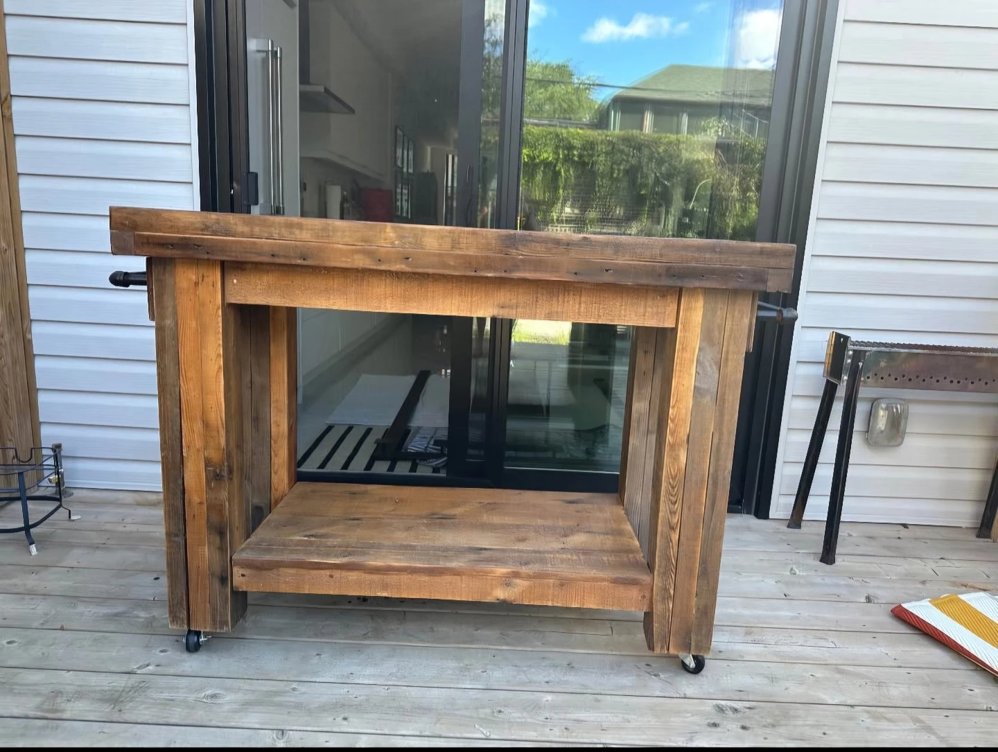 Rustic Wood Kitchen Island with Casters - photo 3