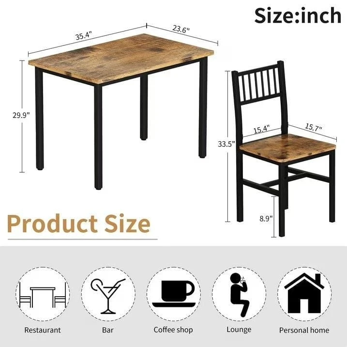 New<> 3-Piece Industrial Dining Table and Chairs Set - photo 4