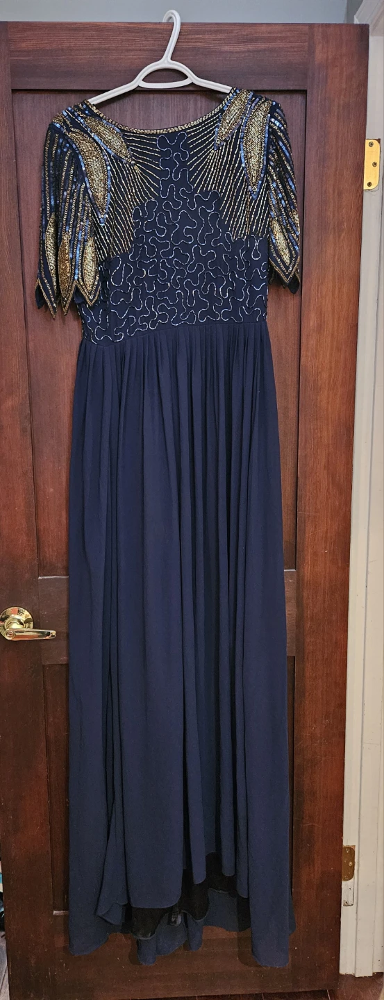 Virgos Lounge Beaded Navy Maxi Dress Size 12 - photo 2