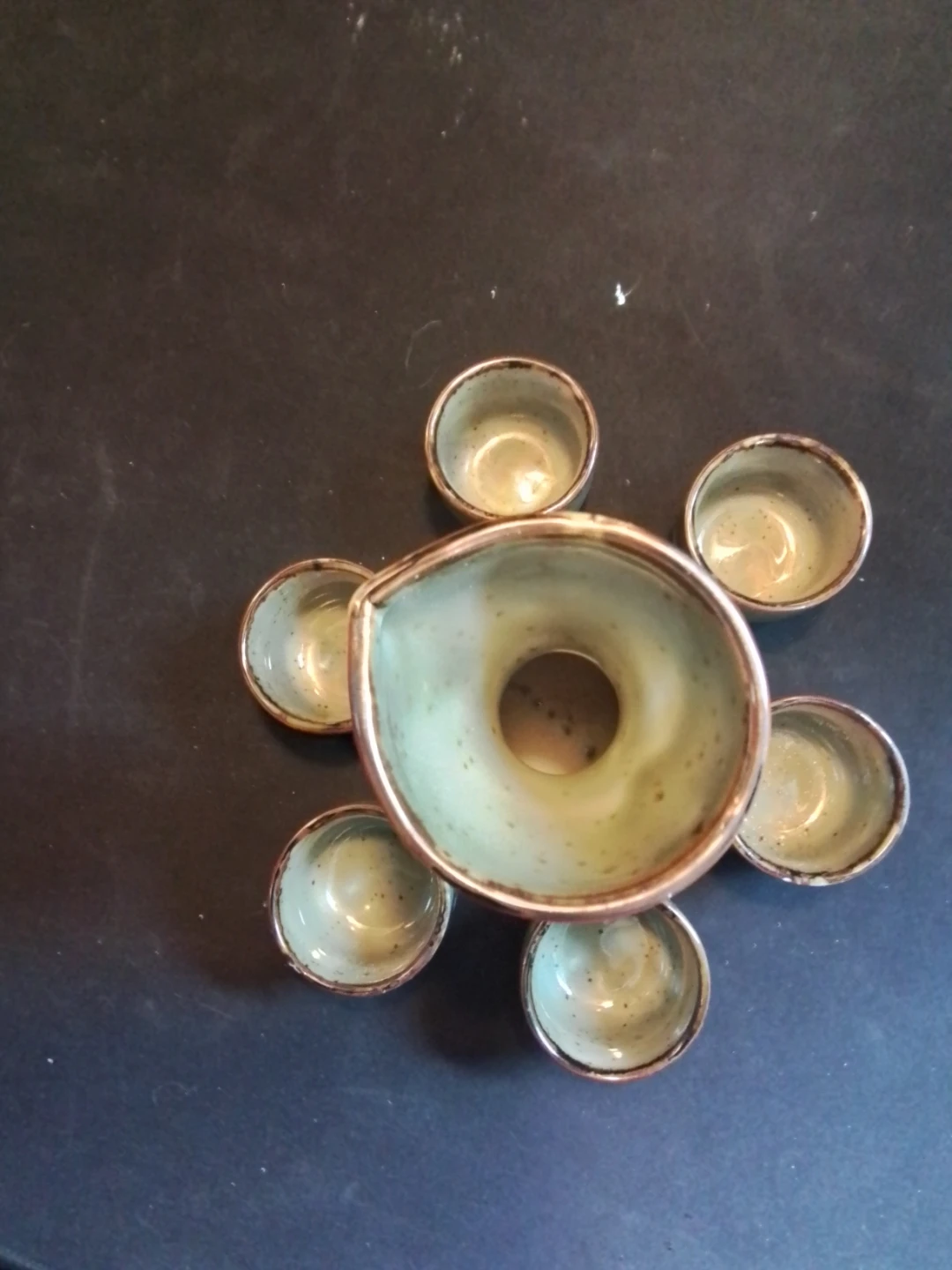 7-Piece Vintage Japanese Mino Ware Ceramic Sake Set - photo 2