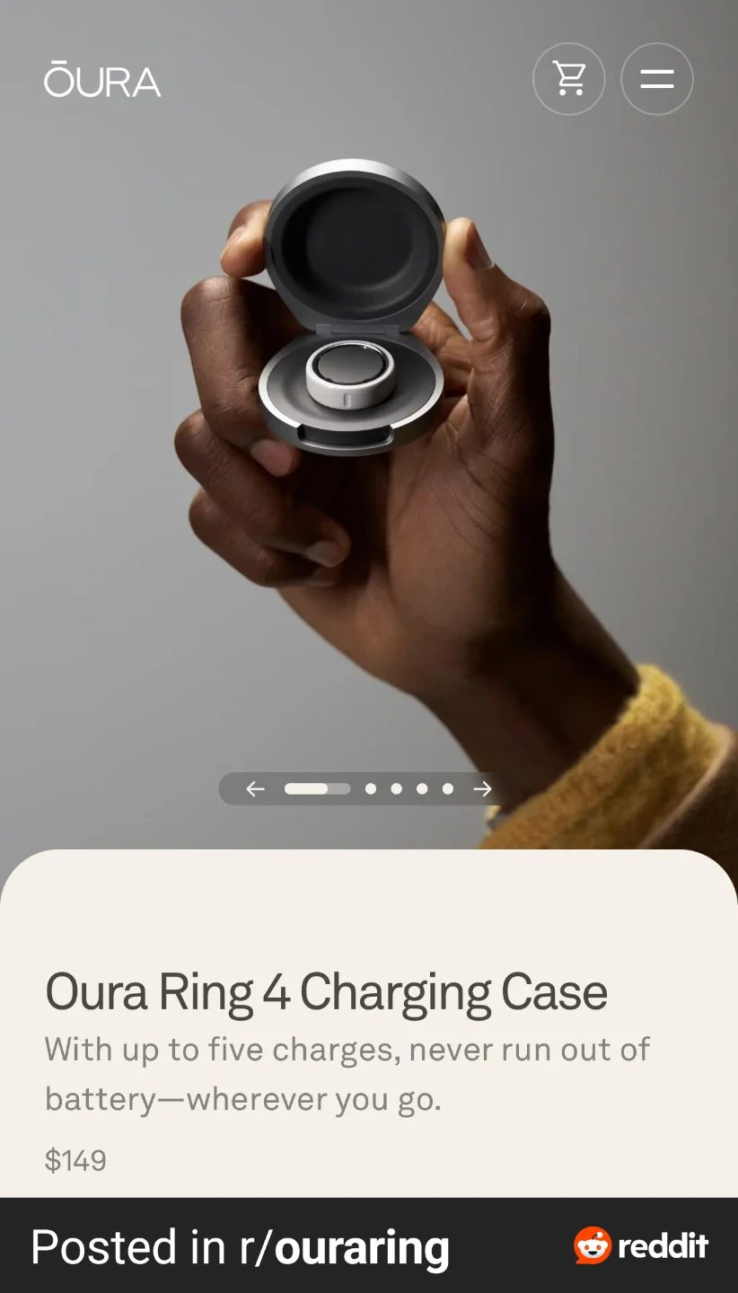 Oura Ring 4 Charging Case Size 7