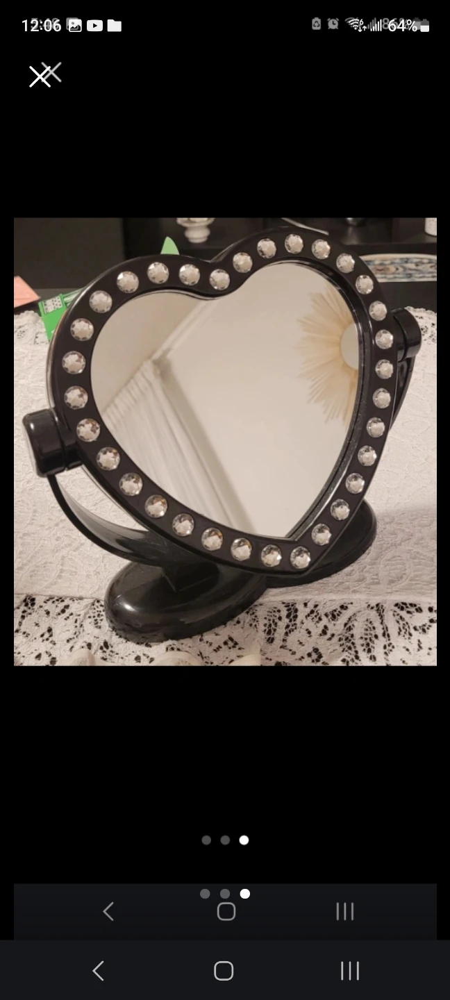 Black Heart-Shaped Vanity Mirror with Rhinestones - photo 3