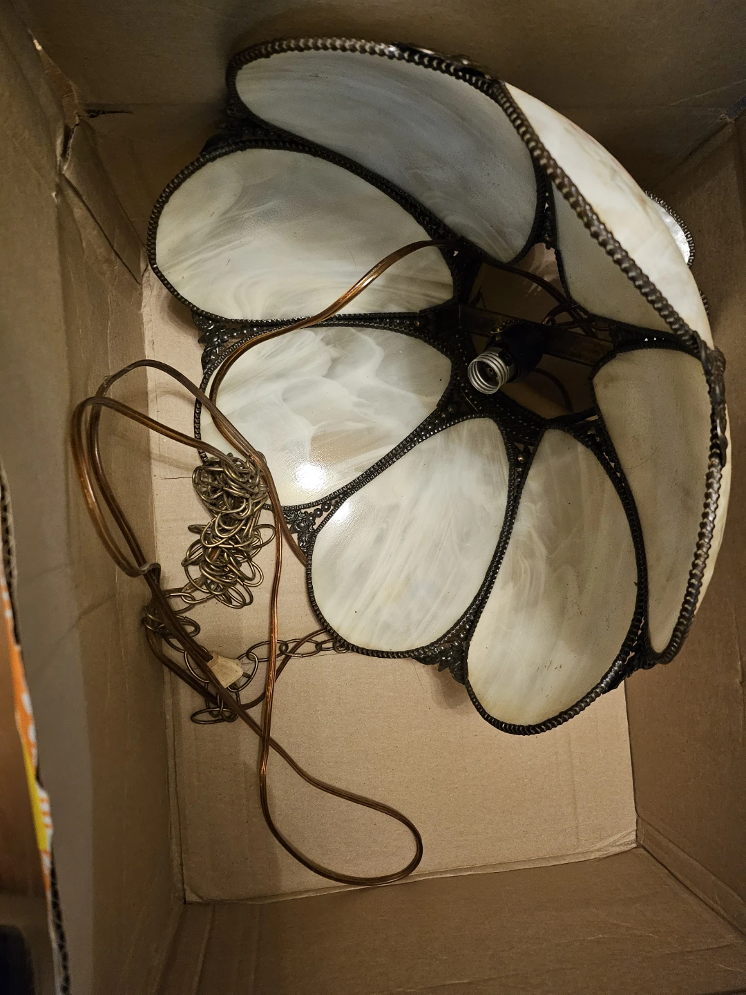 Vintage floral stained glass hanging lamp - photo 3